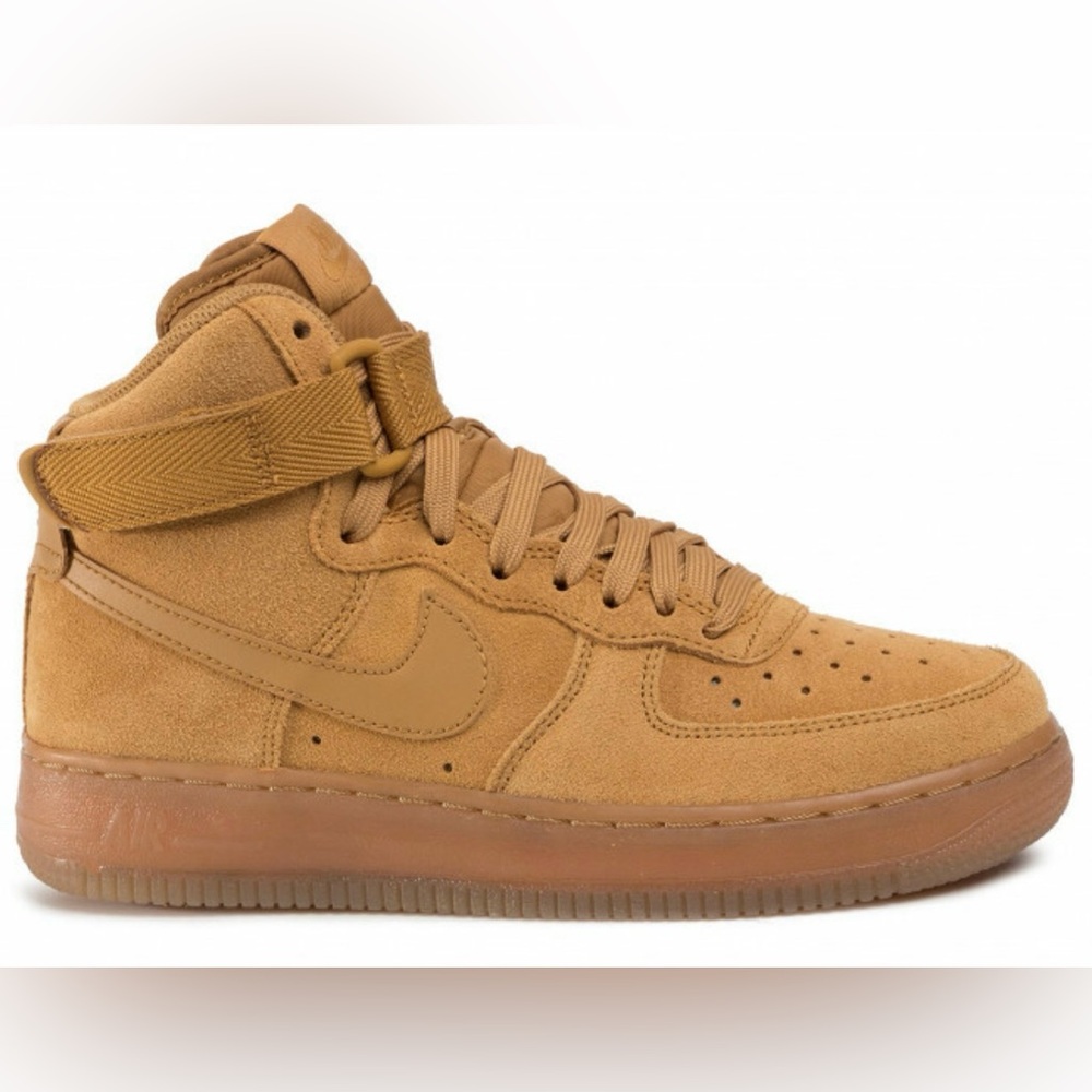Nike Air Force 1 One High GS Wheat Flax Brown Suede